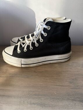 Converse Black and White High-Top Platform Sneakers